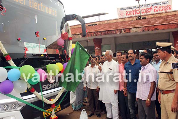 ಸಾಗರ-ಬೆಂಗಳೂರು ಸುಖಾಸೀನ ಐರಾವತ ಬಸ್‌ಗೆ ಚಾಲನೆ